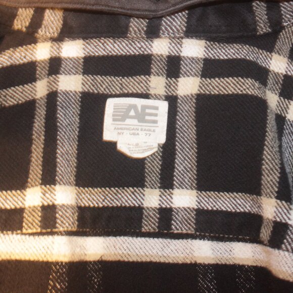 American Eagle Button Up Flannel Hoodie (New) (Large) - Picture 4 of 4